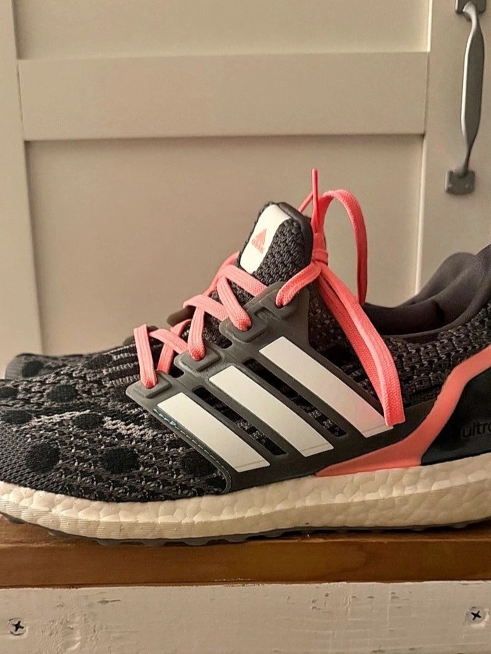 adidas UltraBoost 5.0 DNA Polka Dot Grey Athletic Shoes Black & Pink
